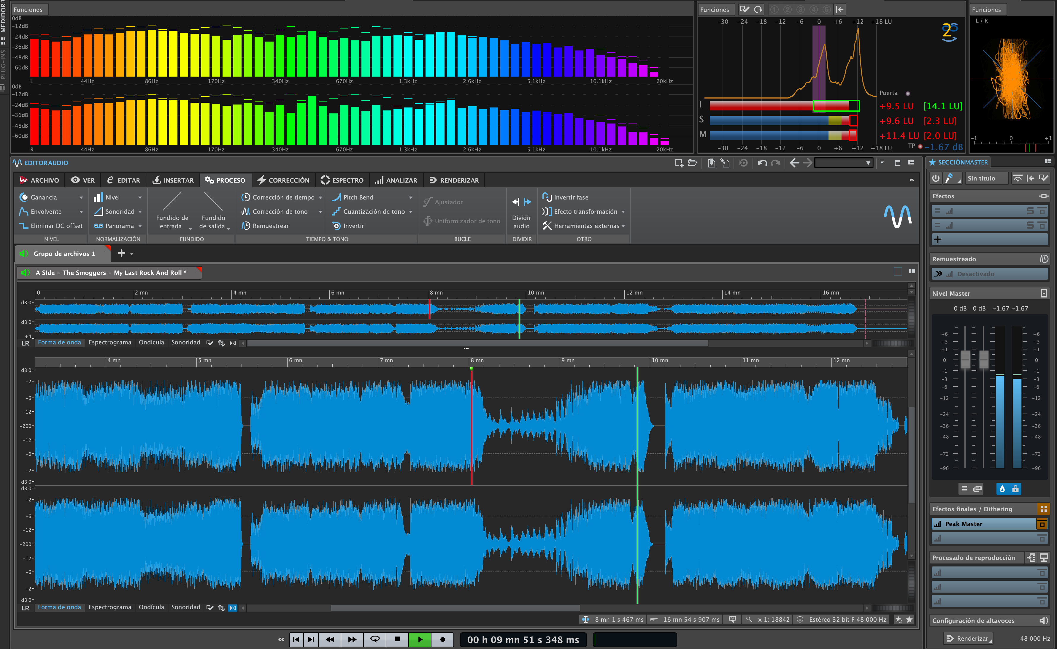 Montaje de audio de un LP en Wavelab
